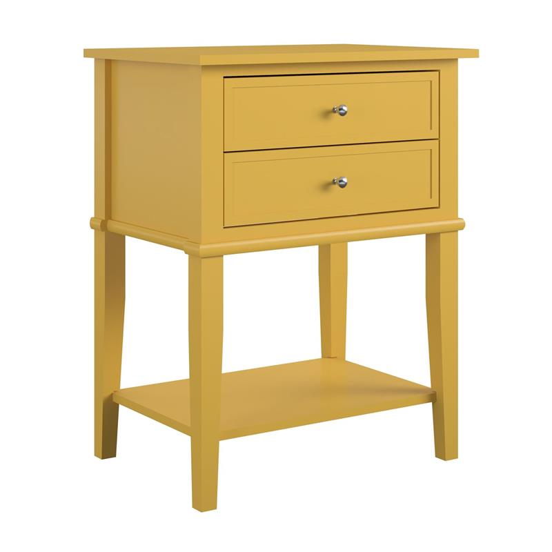 Bowery Hill Traditional Accent Table with 2 Drawers in Mustard Yellow