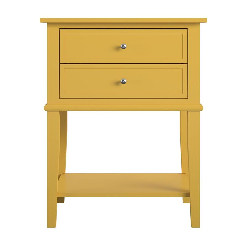 Bowery Hill Traditional Accent Table with 2 Drawers in Mustard Yellow