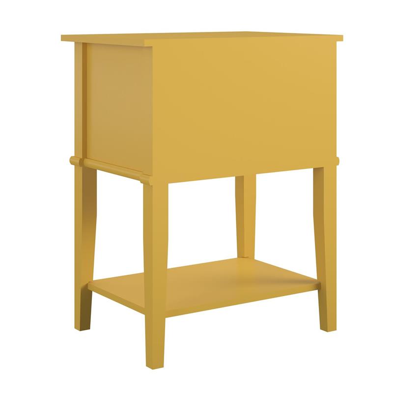 Bowery Hill Traditional Accent Table with 2 Drawers in Mustard Yellow