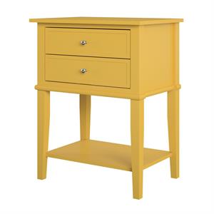 Bowery Hill Traditional Accent Table with 2 Drawers in Mustard Yellow