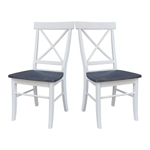 Bowery Hill X-Back Solid Wood Chair - Set of 2 Chairs in White/Heather Gray