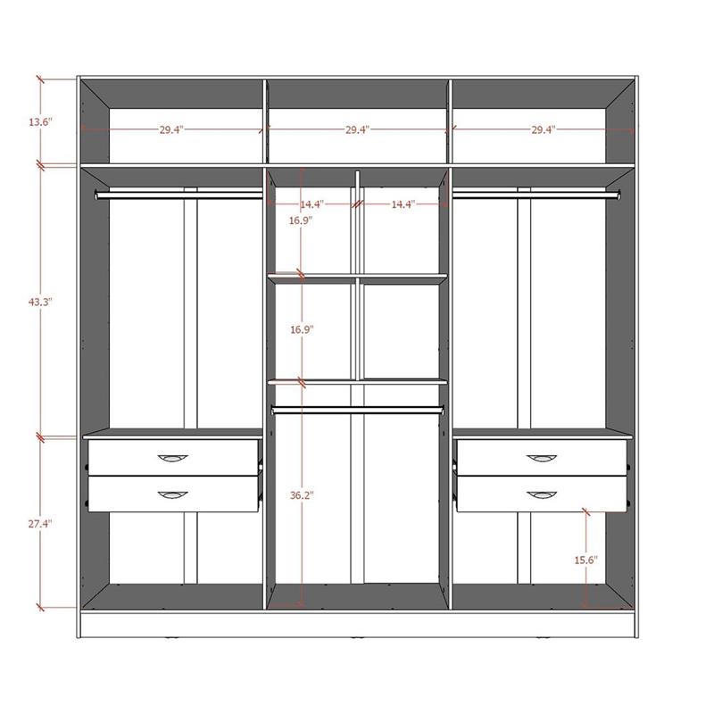 Bowery Hill Engineered Wood 4 Drawer Freestanding Armoire in Maple Brown