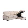 Bowery Hill Beige Velvet Fabric Reversible Sleeper Sectional Sofa Chaise