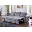 Bowery Hill Gray Velvet Fabric Reversible Sleeper Sectional Sofa Chaise