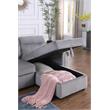 Bowery Hill Gray Velvet Fabric Reversible Sleeper Sectional Sofa Chaise