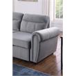 Bowery Hill Gray Velvet Fabric Reversible Sleeper Sectional Sofa Chaise