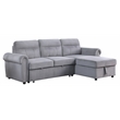 Bowery Hill Gray Velvet Fabric Reversible Sleeper Sectional Sofa Chaise