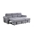Bowery Hill Gray Velvet Fabric Reversible Sleeper Sectional Sofa Chaise