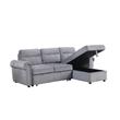 Bowery Hill Gray Velvet Fabric Reversible Sleeper Sectional Sofa Chaise