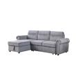Bowery Hill Gray Velvet Fabric Reversible Sleeper Sectional Sofa Chaise