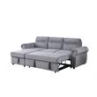 Bowery Hill Gray Velvet Fabric Reversible Sleeper Sectional Sofa Chaise