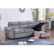 Bowery Hill Gray Velvet Fabric Reversible Sleeper Sectional Sofa Chaise