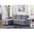 Bowery Hill Gray Velvet Fabric Reversible Sleeper Sectional Sofa Chaise