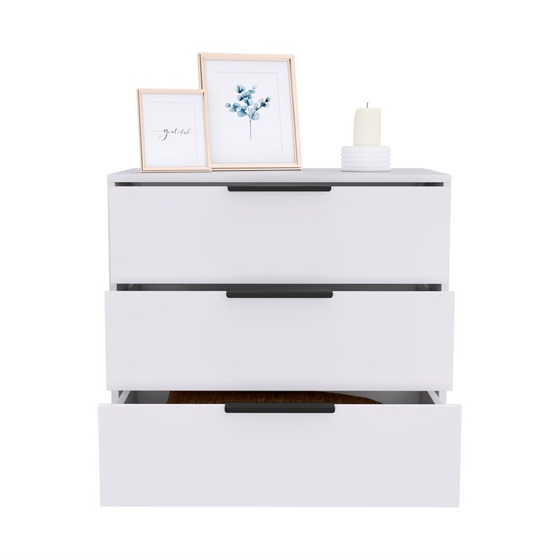 Bowery Hill 3 Drawer Dresser Engineered Wood Dressers in White