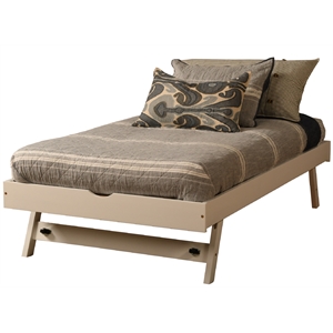Bowery Hill Wood Solid Wood Pop Up Bed with White Frame-Mattress Not Included