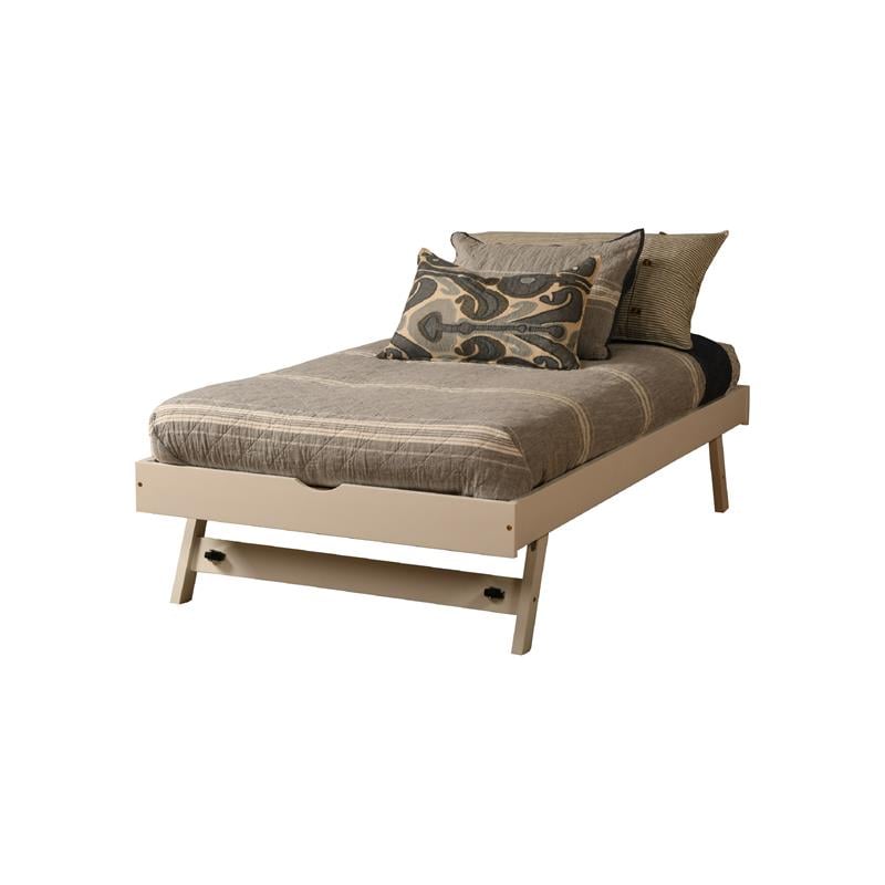 Bowery Hill Wood Solid Wood Pop Up Bed with White Frame-Mattress Not Included