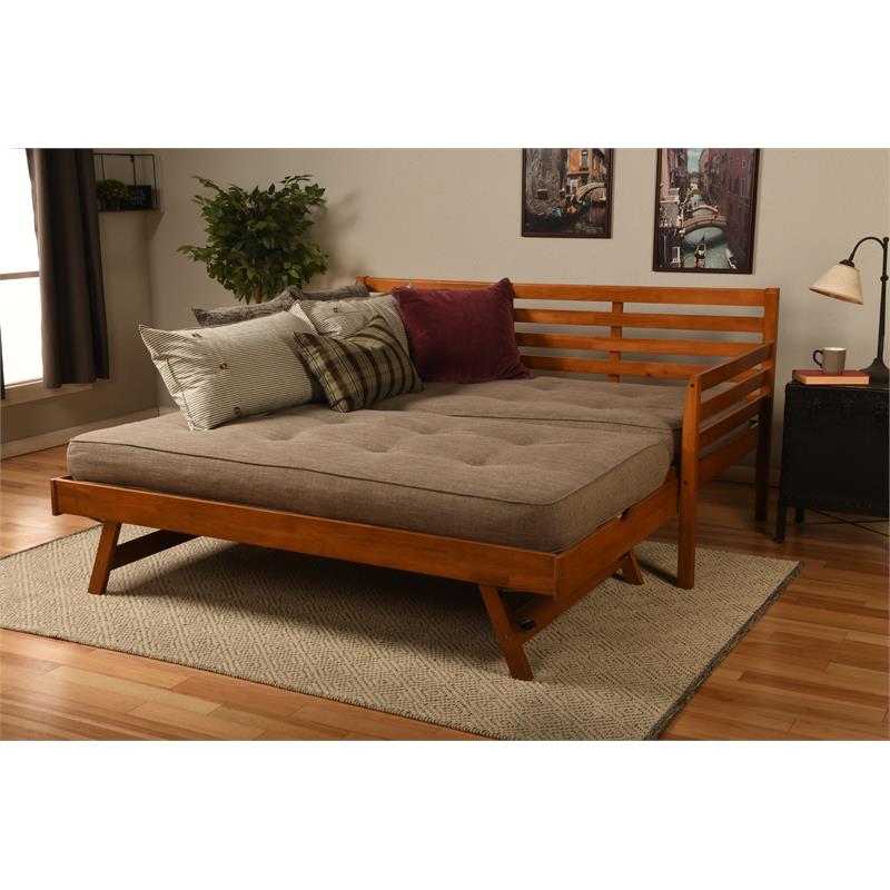 Bowery Hill Twin to King Size Daybed in Wood in Mahogany - Easy Assembly