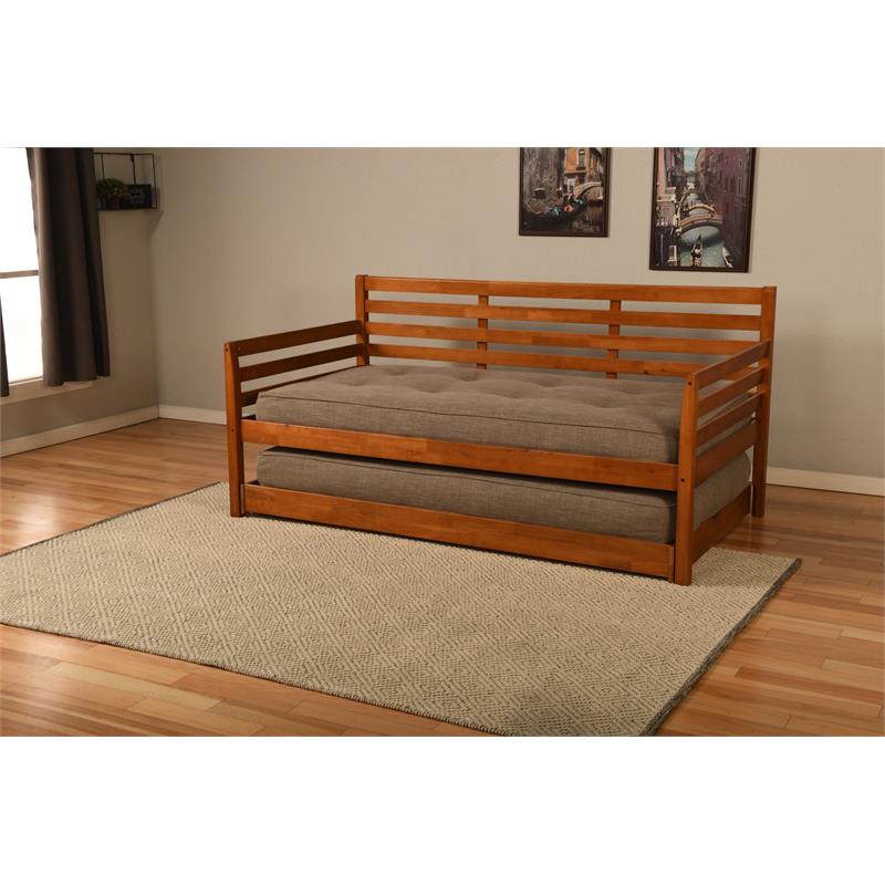 Bowery Hill Twin to King Size Daybed in Wood in Mahogany - Easy Assembly