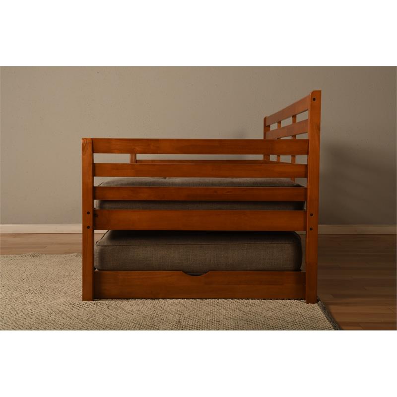 Bowery Hill Twin to King Size Daybed in Wood in Mahogany - Easy Assembly