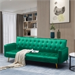 Bowery Hill Contemporary Velvet Convertible Sofa in Green Finish