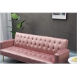 Bowery Hill Contemporary Velvet Convertible Sofa in Rose Finish