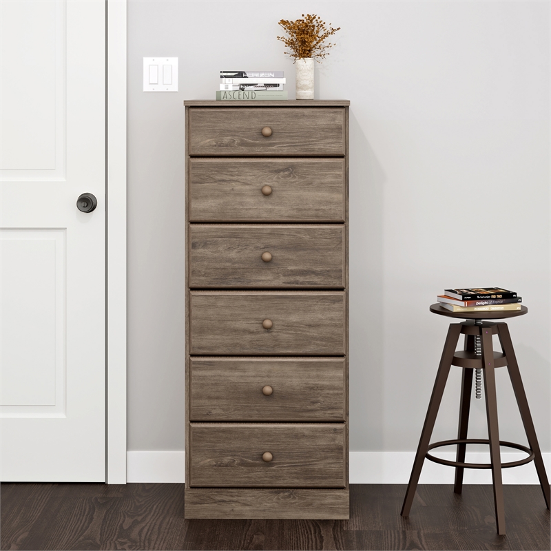 Bowery Hill Drifted Gray Engineered Wood 6-Drawer Tall Chest