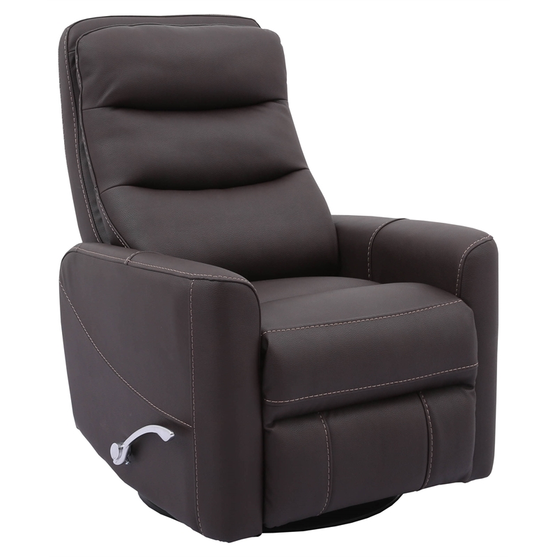 Bowery Hill Polyester/PU Manual Swivel Glider Recliner in Chocolate