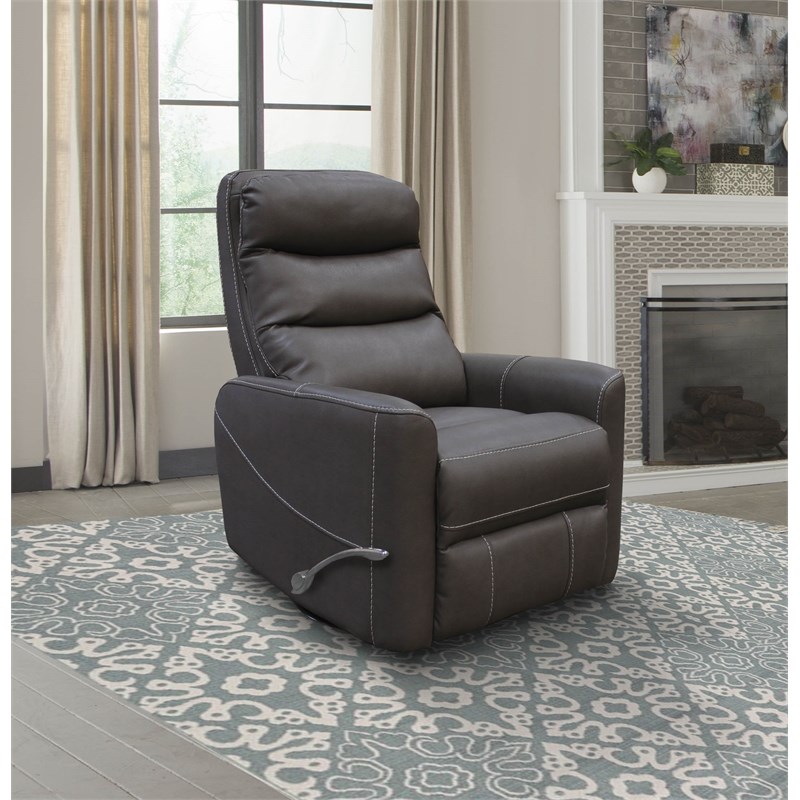 Bowery Hill Polyester/PU Manual Swivel Glider Recliner in Haze Brown
