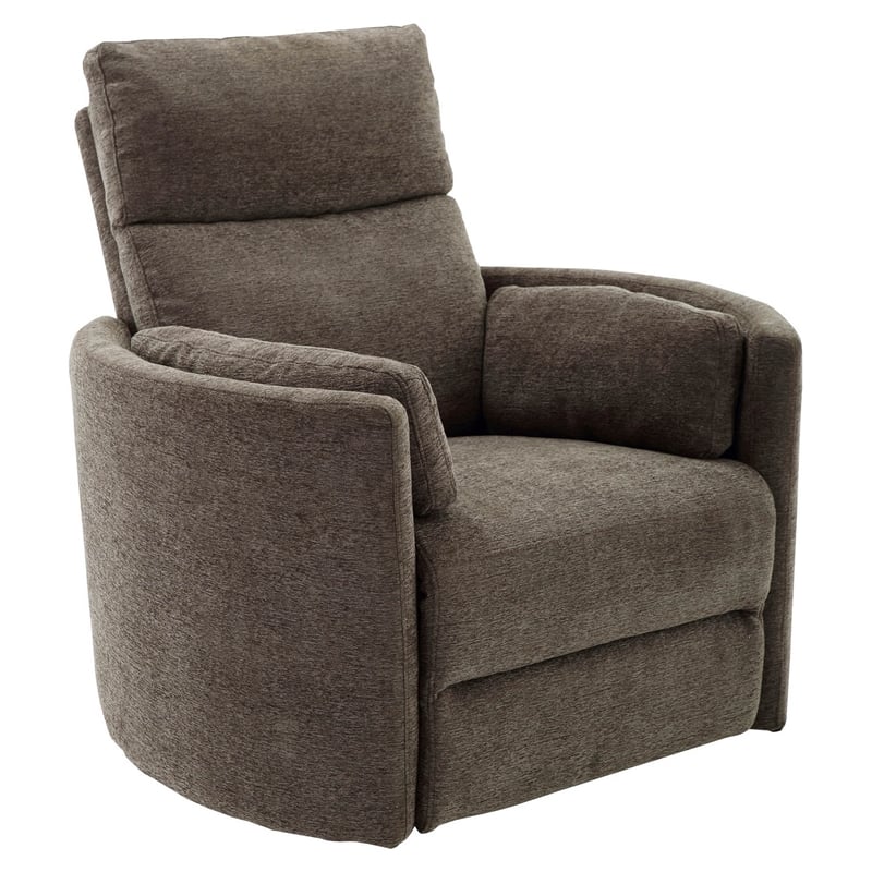Bowery Hill Transitional Polyester Power Swivel Glider Recliner in Brown