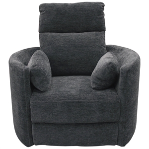 Bowery Hill Polyester Fabric Power Swivel Glider Recliner in Black