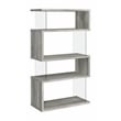 Bowery Hill Zigzag Geometric 4-Shelf Contemporary Wood Bookcase in Gray