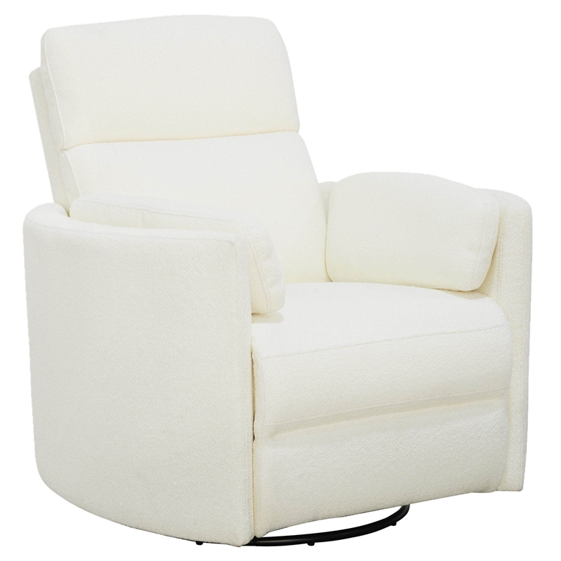 Bowery Hill Fabric Power Swivel Glider Recliner in Revel Oyster/White