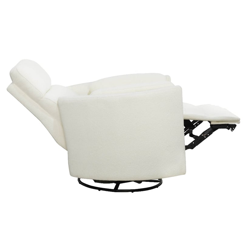 Bowery Hill Fabric Power Swivel Glider Recliner in Revel Oyster/White