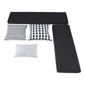 Bowery Hill 5 Piece Polyester Cushion/Pillow Set for Nook in Black