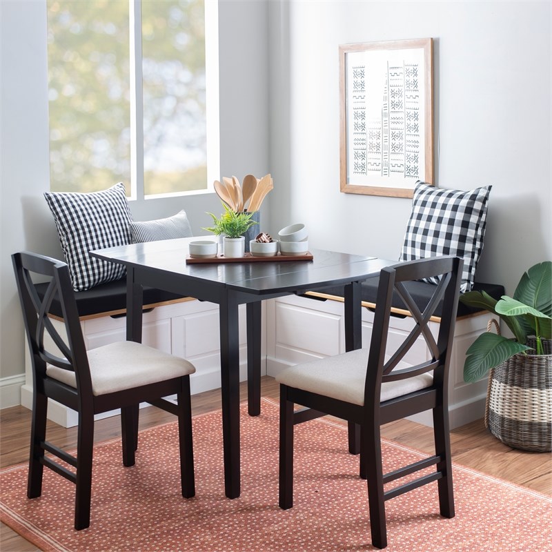 Bowery Hill 5 Piece Polyester Cushion/Pillow Set for Nook in Black