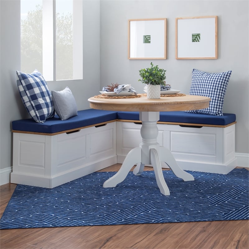 Bowery Hill 5 Piece Polyester Cushion/Pillow Set for Nook in Navy