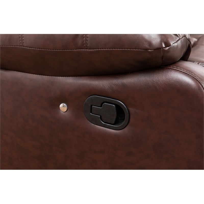 Bowery Hill Modern LED Faux Leather Reclining Sectional in Brown