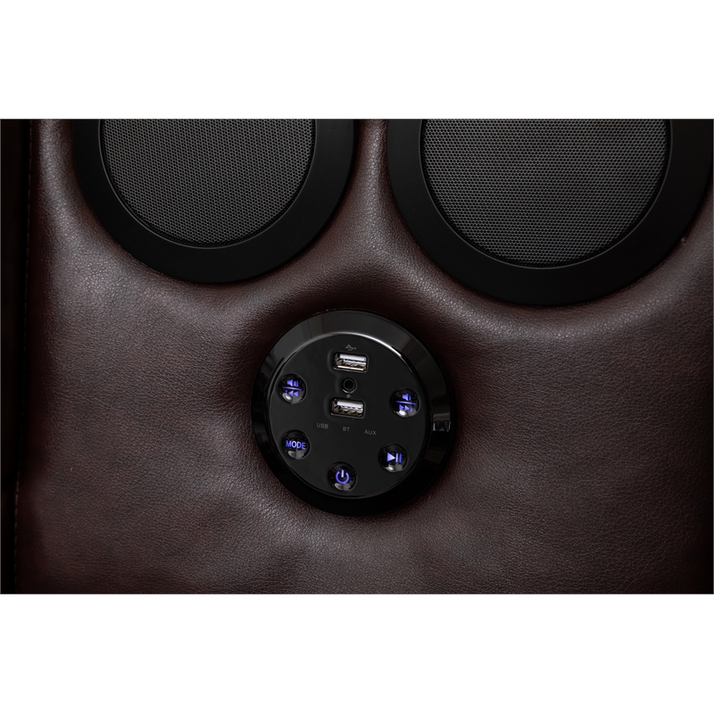 Bowery Hill Modern LED Faux Leather Reclining Sectional in Brown