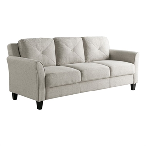 Bowery Hill Transitional Stationary Sofa in Beige Fabric Upholstery