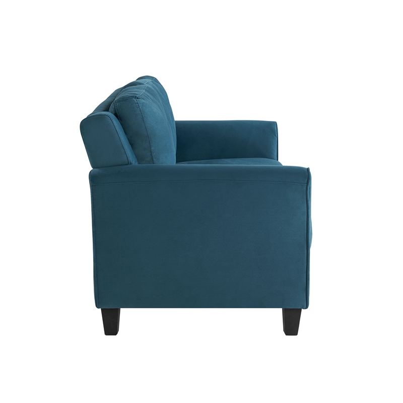 Bowery Hill Loveseat in Blue Fabric Upholstery with tufted Back Cushions