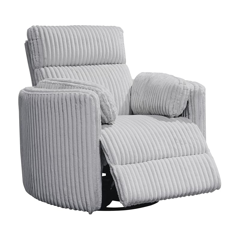 Bowery Hill Modern Fabric Swivel Glider Recliner in Gray Finish