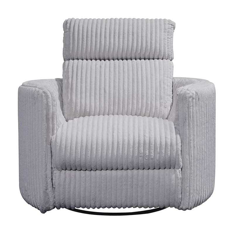 Bowery Hill Modern Fabric Swivel Glider Recliner in Gray Finish