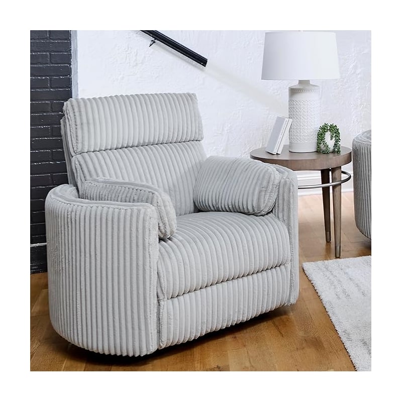 Bowery Hill Modern Fabric Swivel Glider Recliner in Gray Finish