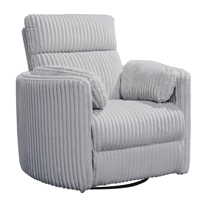 Bowery Hill Modern Fabric Swivel Glider Recliner in Gray Finish