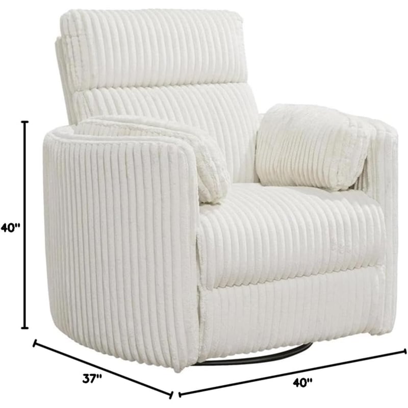 Bowery Hill Modern Fabric Swivel Glider Recliner in Ivory Finish