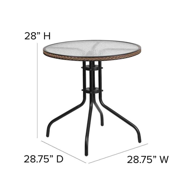 Bowery Hill 3 Piece Round Patio Dining Set in Black and Brown