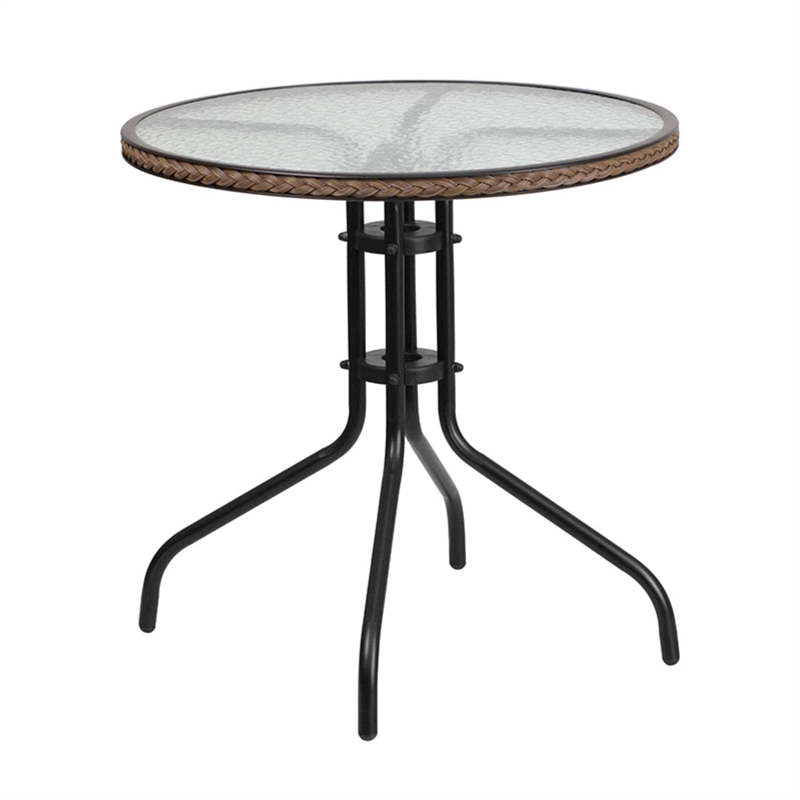 Bowery Hill 3 Piece Round Patio Dining Set in Black and Brown