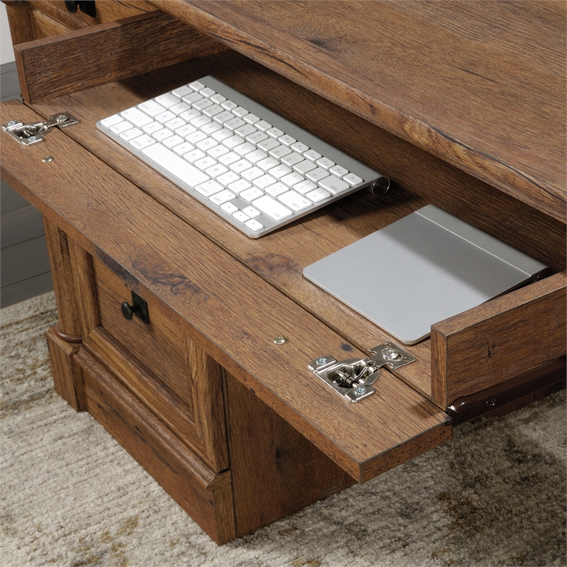Bowery Hill Engineered Wood Office Executive Desk in Vintage Oak