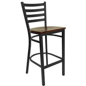 Bowery Hill Contemporary 29&quot Ladder Back Bar Stool in Mahogany