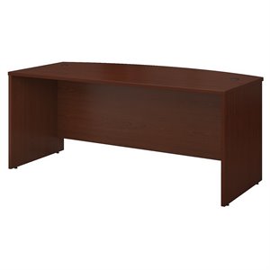 Bowery Hill 72&quot Bow Front Desk Shell in Mahogany - Engineered Wood